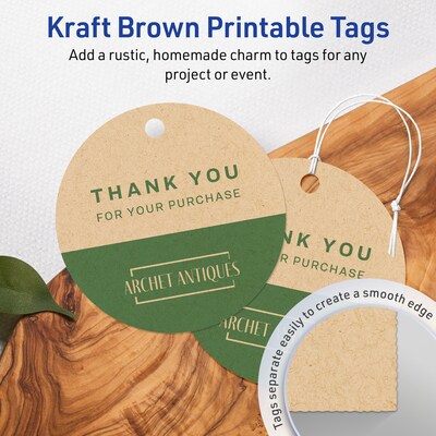 Avery 3 Diameter  Blank Price & Merchandise Tags, Kraft Brown, 150/Carton (95334-KMT25)