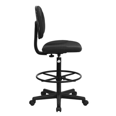 Flash Furniture Mid Back Fabric Ergonomic Drafting Stool, Black