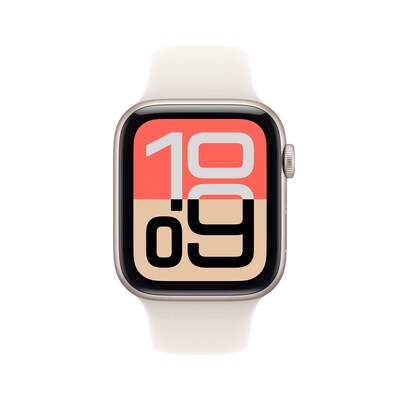 Apple Watch SE 3 GPS 44mm, Starlight Aluminum Case with Starlight Sport Band, Small/Medium (MEHG4LW/A)