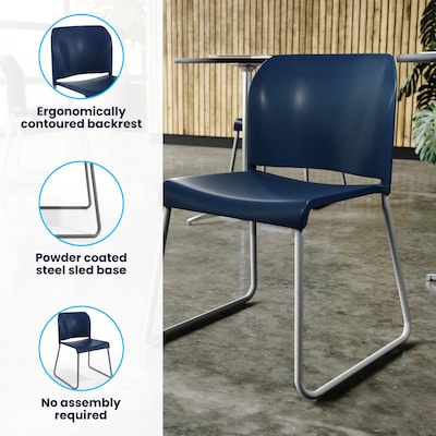 Flash Furniture Hercules Kenai Office Reception Stack Chair, Navy Plastic/Gray Frame (RUT239ANNV)
