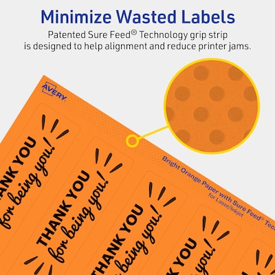 Avery Laser/Inkjet Multipurpose Rectangle Labels, 9.75" x 1.25", Bright Orange, 400/Box (94262)