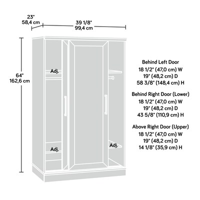 Sauder HomePlus 64H Wardrobe Cabinet with 4 Shelves, White (442790)