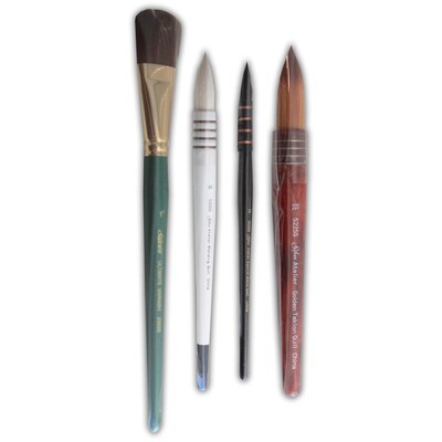 Silver Brush Synthetic Brushes, Assorted, 4/Pack (SLVQL5357)