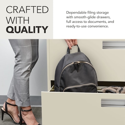 HON Brigade 600 Series 4-Drawer Lateral File Cabinet, Locking, Letter/Legal, Putty/Beige, 42"W (HON694LL)