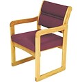 Wooden Mallets® Dakota Wave Series Single Base Chair w/Arms in Light Oak; Cabernet Burgundy