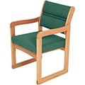 Wooden Mallets® Dakota Wave Series Single Base Chair w/Arms in Light Oak; Foliage Green