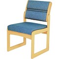 Wooden Mallets® Dakota Wave Series Single Base Armless Chair in Light Oak; Powder Blue