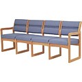 Wooden Mallet® Dakota Wave Series Quadruple Sled Base Sofas in Vinyl; Blue