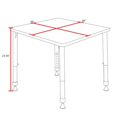 Regency Kee Adjustable Square Activity Table, 30" x 30", Height Adjustable, Cherry (TB3030CHAPBK)