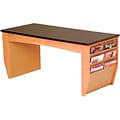 Wooden Mallets® Dakota Wave Series Table in Light Oak; Coffee Table w/Magazine Pockets