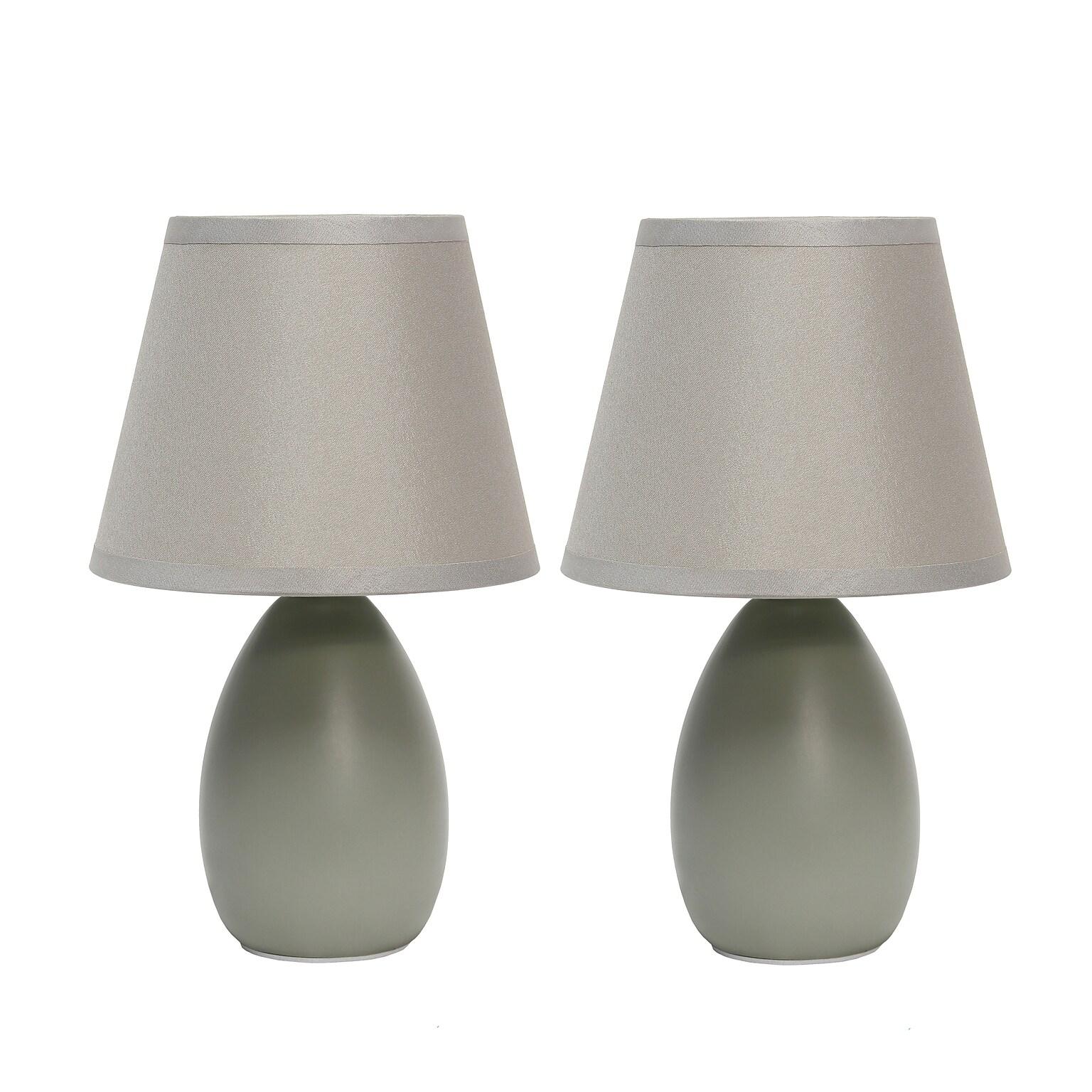 Creekwood Home Nauru 9.45 Traditional Petite Ceramic Oblong Bedside Table Desk Lamp, Gray, 2/Pack (CWT-2005-GY-2PK)