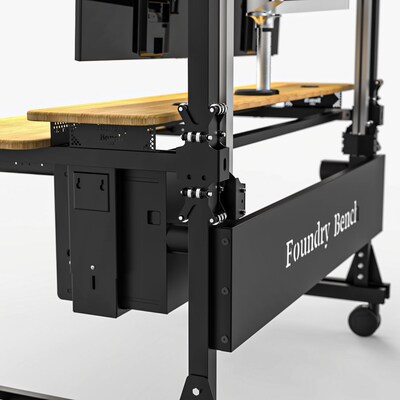 VersaDesk Foundry Bench 60"W Electric Rectangular Adjustable Standing Desk, Bamboo/Black (FB6030-BNB-APP)