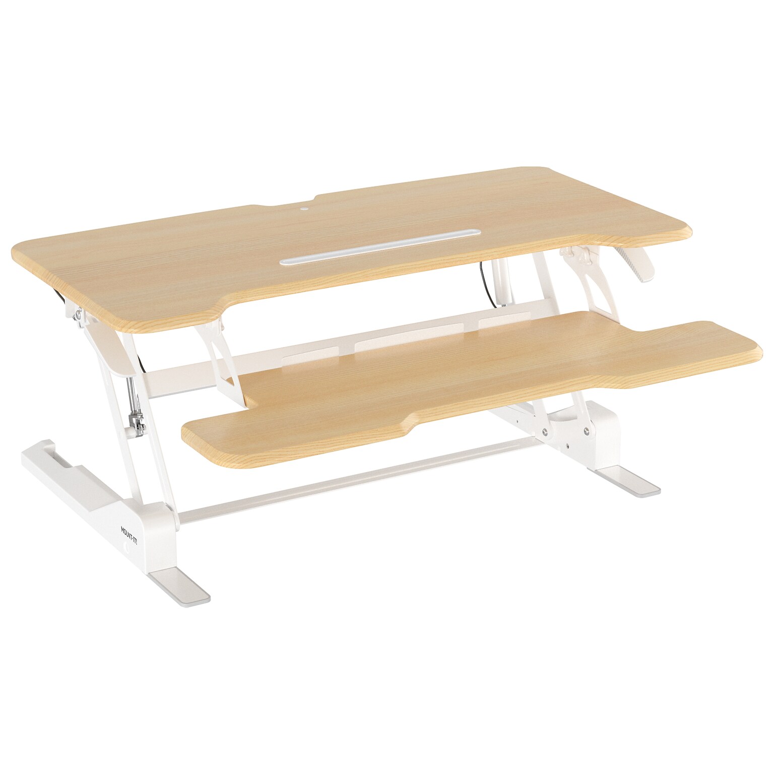 Mount-It! 38W Rectangular Adjustable Mixed Materials Standing Desk Converter, Maple Woodgrain (MI-15007)