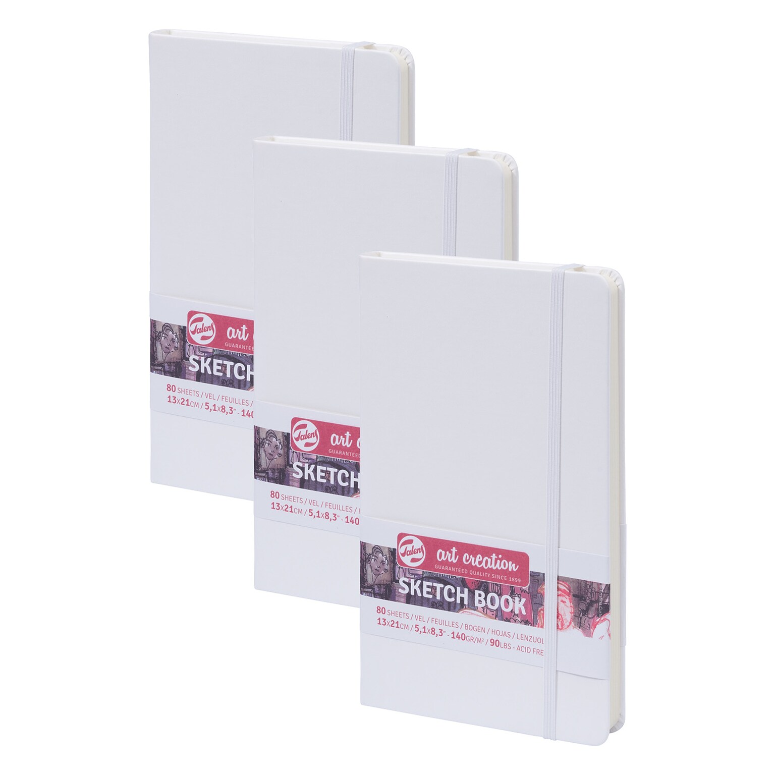 Talens Art Creation 5.1 x 8.3 Sketch Book, 80 Sheets/Book, 3/Bundle (TLN9314102M-3)