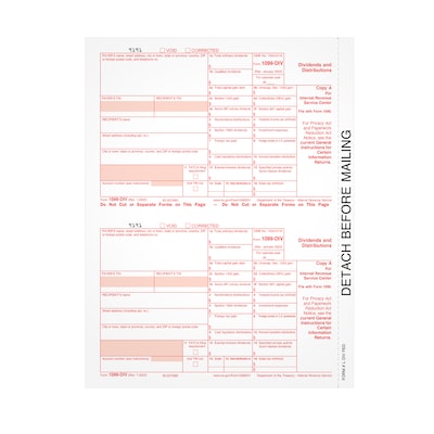 TOPS 2023 1099-DIV Tax Form, 1-Part, Federal Copy A, 100/Pack (LDIVFED16)