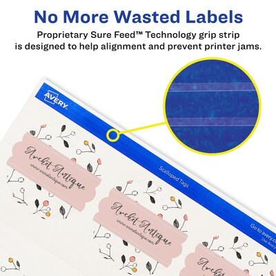 Avery Scallop Round Blank Gift Tags, White, 90/Pack (80511)