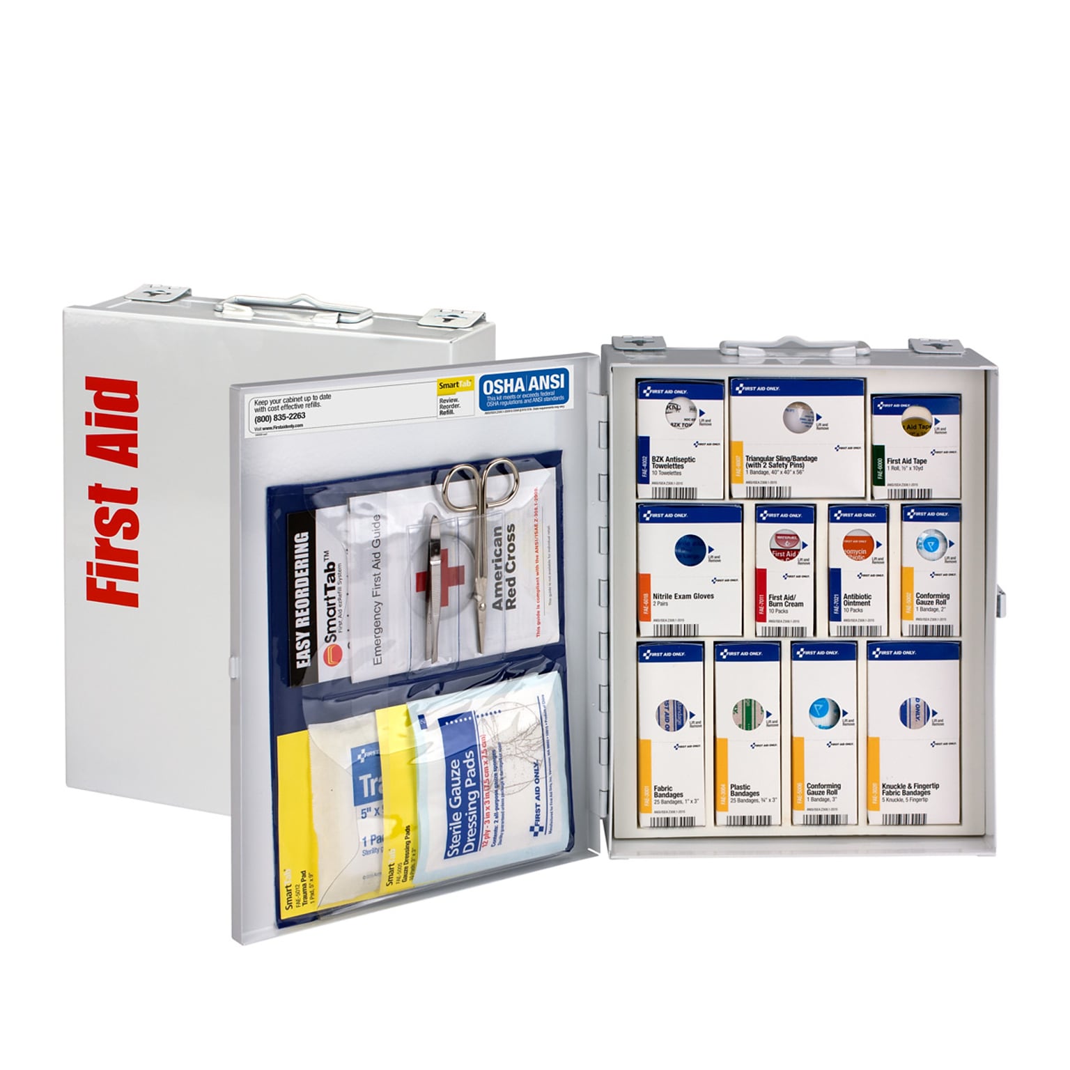 SmartCompliance Metal First Aid Cabinet without Medication, 25 People, 112 Pieces (1050-FAE-0103)