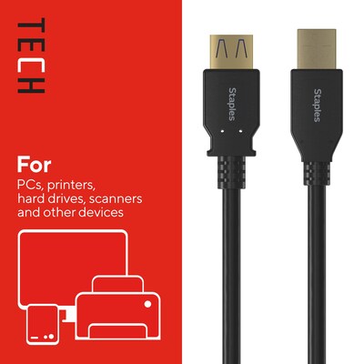 Staples TECH 6 ft. USB-A to USB-A Cable, Male to Male, Black (ST62442)