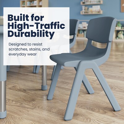 Flash Furniture Emmy Half Moon Activity Table Set, 65" x 35", Height Adjustable, Dusty Blue (YCX42MOONTBDTBE)