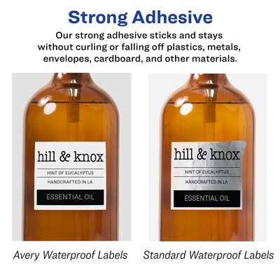 Avery Laser/Inkjet Waterproof Square Labels, 8" x 8", White, 100 Labels/Box (94108)