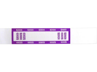 CONTROLTEK $2000 Currency Strap, Violet/White, 1000/Box (560021)