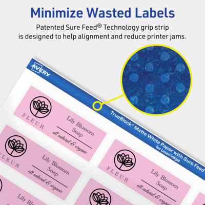 Avery TrueBlock Laser/Inkjet Rectangle Multipurpose Labels, 1" x 2.5", White, 1200/Box (94221)