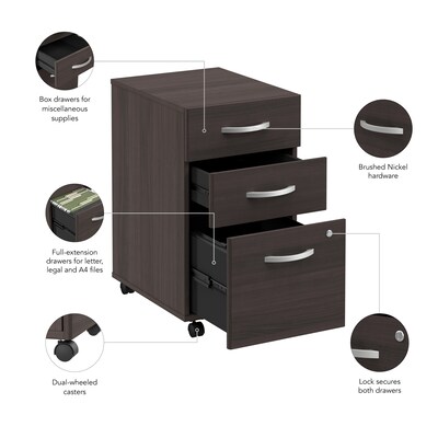 Bush Business Furniture Arrive 3 Drawer Mobile File Cabinet - Assembled, Storm Gray (ARF116SG-Z)