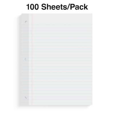 Staples College Ruled Filler Paper, 8.5" x 11", 100 Sheets/Pack (TR16183)