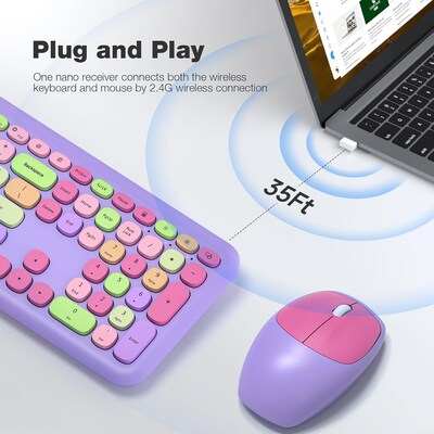 SaharaCase Wireless Keyboard and Mouse Combo, Lavender Mint Fusion (KB5)
