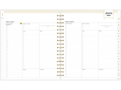 2024 Blue Sky Day Designer Navy Stripe 8 x 10 Daily & Monthly Planner, White/Blue (142098-24)