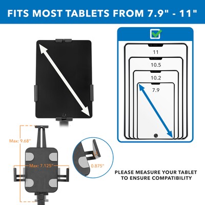 Mount-It! Adjustable Anti-Theft iPad and Tablet Wall Mount, Black (MI-3872B)