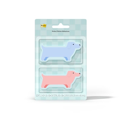 Post-it Cute Dachshund Notes, 1.6 x 3.1, Assorted Colors, 50 Sheets/Pad, 2 Pads/Pack (PET-DCS-1)