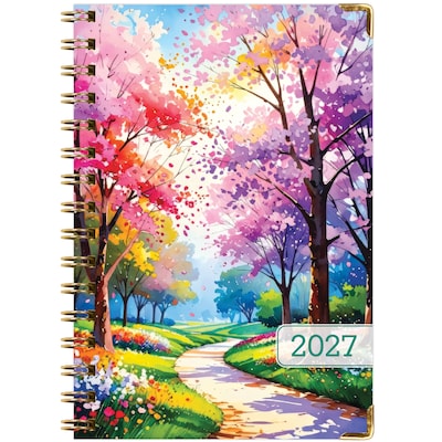 2027 Excello Brands 6" x 8" Weekly & Monthly Standard Planner, Paperboard Cover, Watercolor Tree (FSHN-CY27-58-43)