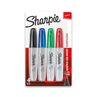 Sharpie Permanent Marker, Chisel Tip, Assorted, 4/Set (38254PP/2184826)