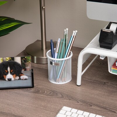Mind Reader Metal Pen and Accessory Holder Desk Organizer, White, 3-Pieces (CLIPMESH3-WHT)