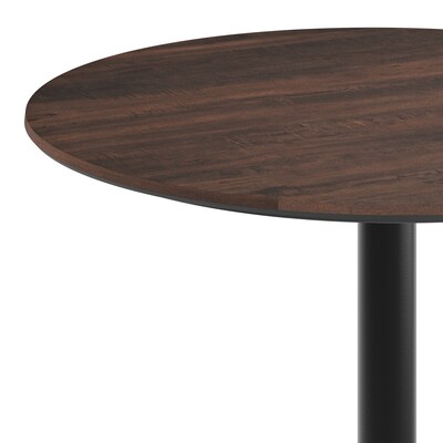 Flash Furniture Acadia 31.25" Round Wooden Dining Table, Dark Brown/Black Base (STRD31WBRTR18B)