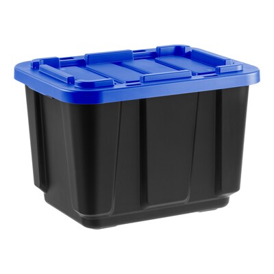 Iris 46 Quart Storage Container with Latching Lid, Plastic, Black, 4/Pack (500410)
