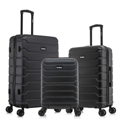 InUSA Trend 3-Piece Hardside Spinner Luggage Set, Black (IUTRESML-BLK)