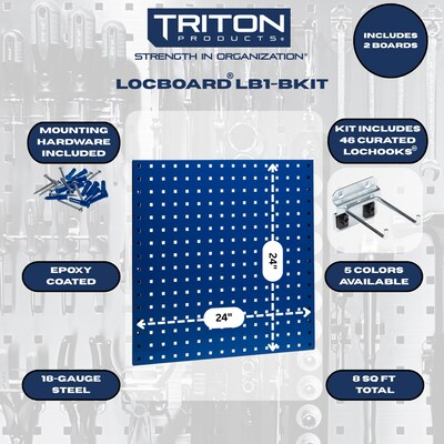 Triton Products LocBoard Pegboards with 46 pc. LocHook Assortment (LB1-BKit)