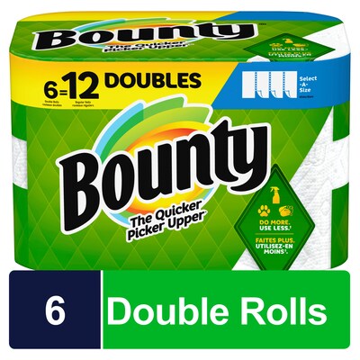 Bounty Select-A-Size Paper Towels, 2-ply, 90 Sheets/Roll, 6 Rolls/Pack (66557/05825)