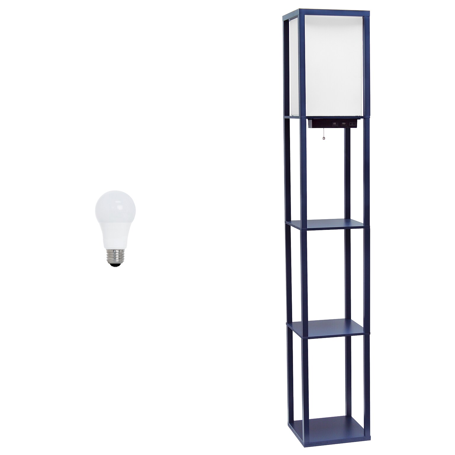 Creekwood Home Classix 62.5 Floor Lamp with Rectangular Shade, Navy Blue (CWF-3009-NV-LB)
