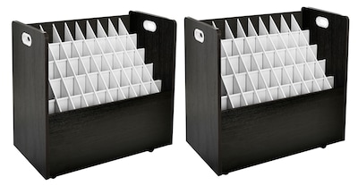 AdirOffice 50-Slot Mobile Roll File, 28.5H x 30W x 15.75D, Black (626-BLK-2PK)