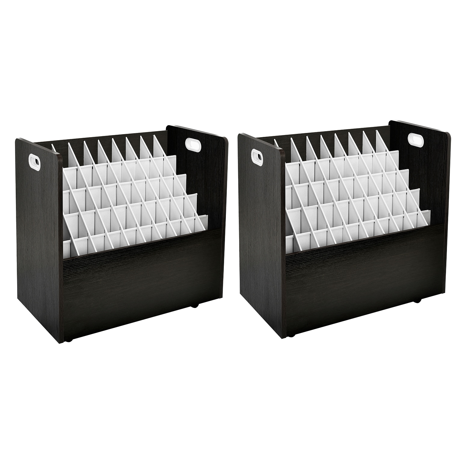 AdirOffice 50-Slot Roll File Cabinet, Mobile Files, for Large Roll, Black, 30, 2/Pack (626-BLK-2PK)
