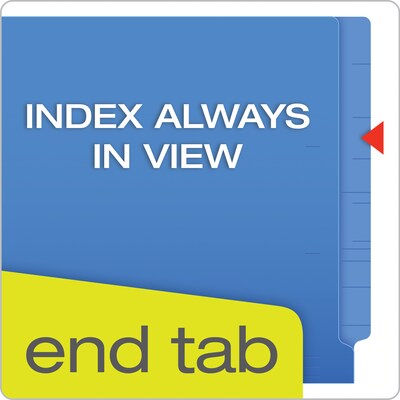Pendaflex Recycled End Tab File Folder, Straight Cut, Letter Size, Blue, 100/Box (H110DBL)