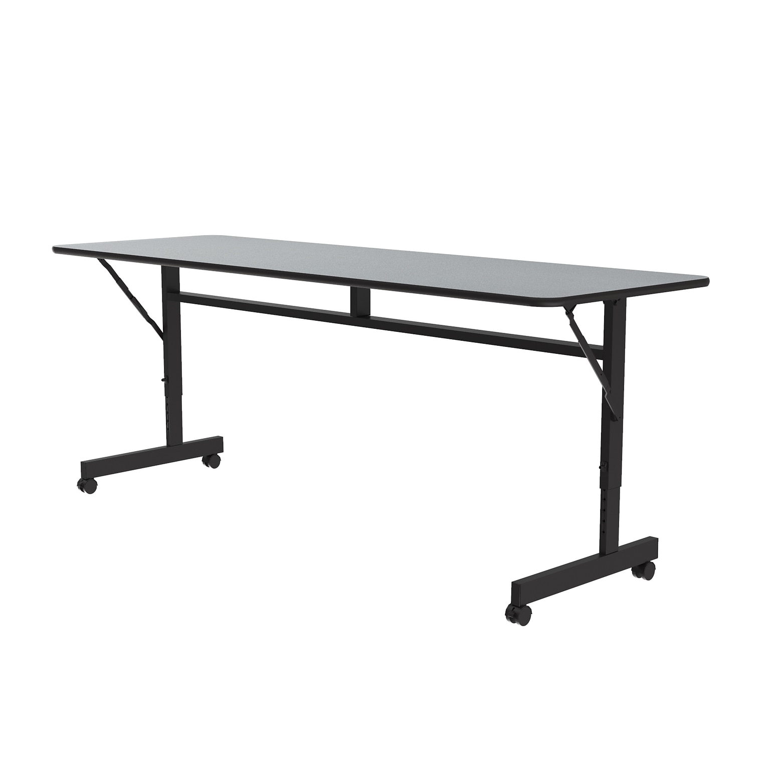 Correll Econoline 72W x 24D Adjustable Foldable Training Room Table, Laminate, With Wheels, Gray Granite (FTM2472TF15)