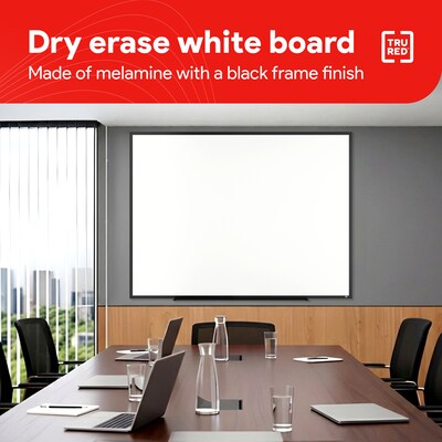 TRU RED™ Melamine Dry Erase Board, Black Frame, 4' x 3' (TR59363)