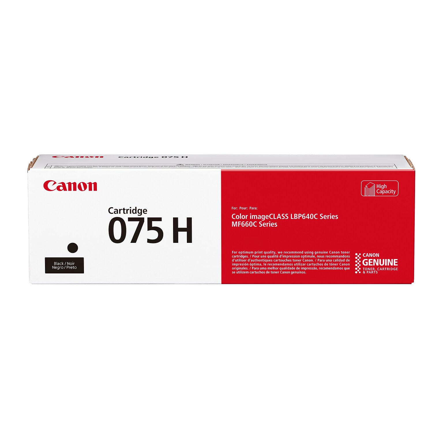 Canon 075 Black High Yield Toner Cartridge, Prints Up to 2,500 Pages (6369C001)