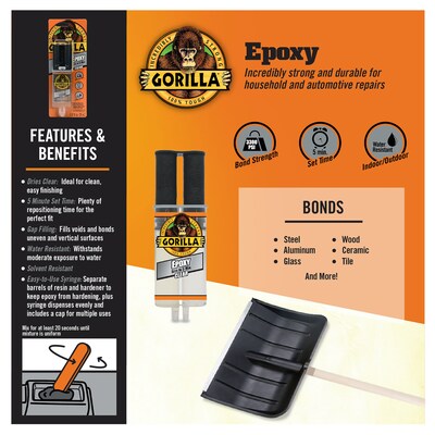 Gorilla Epoxy Syringe, 0.85 oz., Clear (4200101)