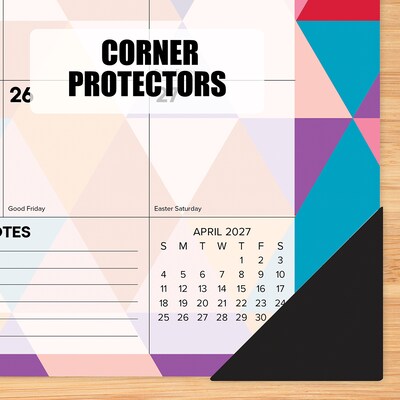 2027 Willow Creek Modern Geometric 17" x 12" Monthly Desk Pad Calendar, Assorted Colors (66485)