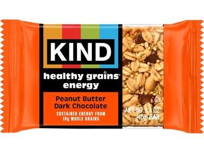 KIND Healthy Grains Gluten Free Peanut Butter Dark Chocolate Energy Bar, 1.4 oz., 10 Bars/Box (67075